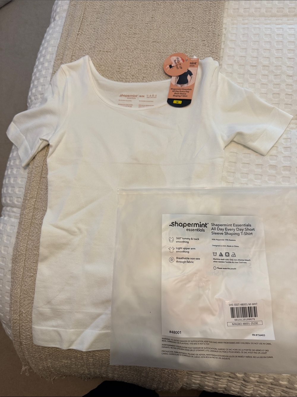 Shapermint White Short Sleeve Shaping Tee
